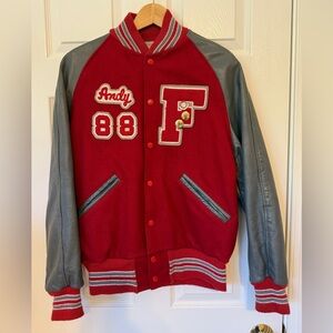 Vtg 1988 Varsity Letter Jacket Wool Leather USA Ferris HS Saxons WA Soccer Pins